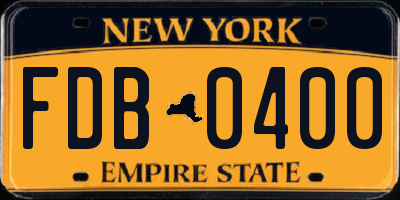 NY license plate FDB0400