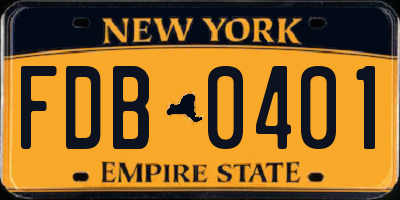 NY license plate FDB0401
