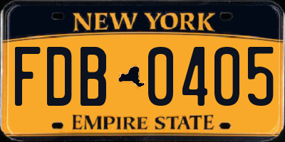 NY license plate FDB0405