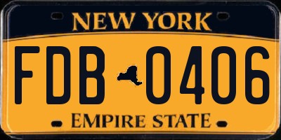 NY license plate FDB0406