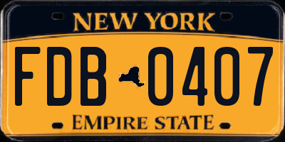 NY license plate FDB0407