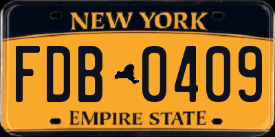 NY license plate FDB0409