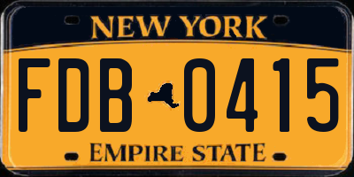 NY license plate FDB0415