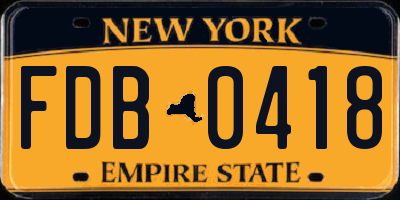 NY license plate FDB0418