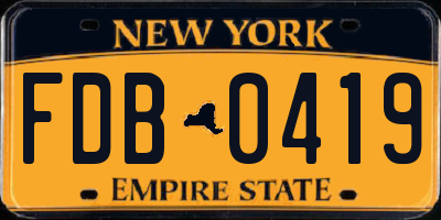 NY license plate FDB0419