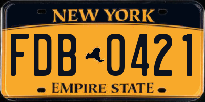 NY license plate FDB0421