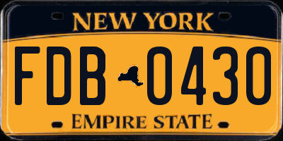 NY license plate FDB0430