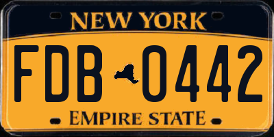 NY license plate FDB0442