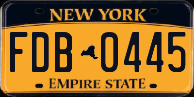 NY license plate FDB0445