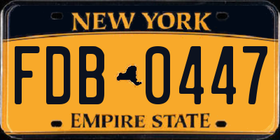 NY license plate FDB0447