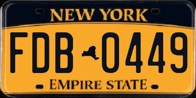 NY license plate FDB0449