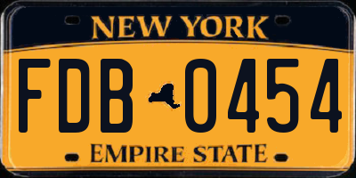 NY license plate FDB0454