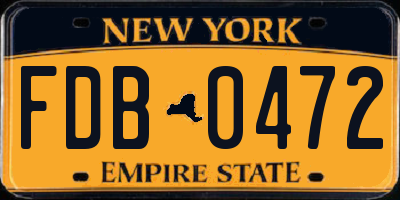 NY license plate FDB0472