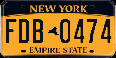 NY license plate FDB0474