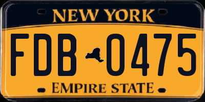 NY license plate FDB0475