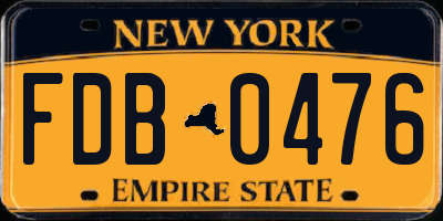 NY license plate FDB0476