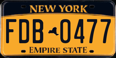 NY license plate FDB0477