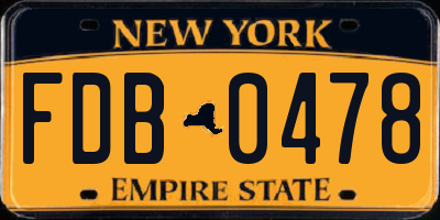 NY license plate FDB0478