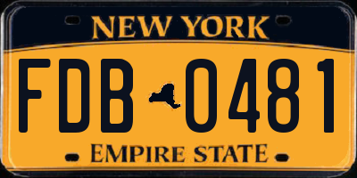 NY license plate FDB0481