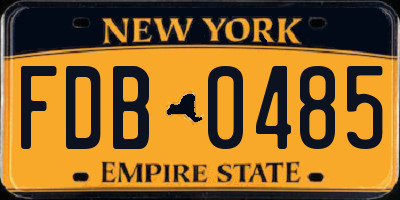 NY license plate FDB0485