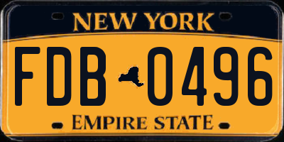 NY license plate FDB0496