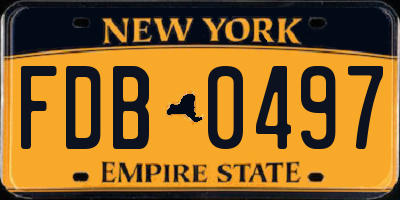 NY license plate FDB0497