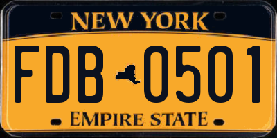 NY license plate FDB0501