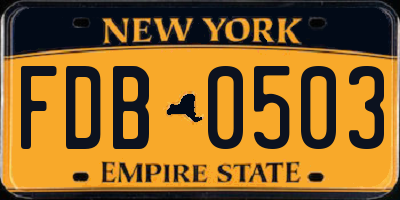 NY license plate FDB0503