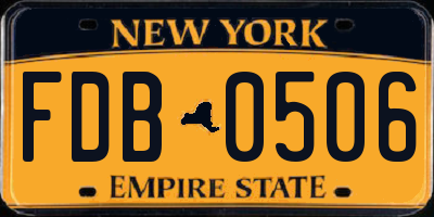 NY license plate FDB0506