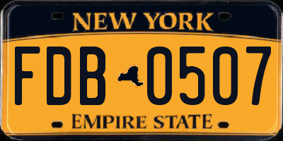 NY license plate FDB0507