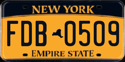 NY license plate FDB0509