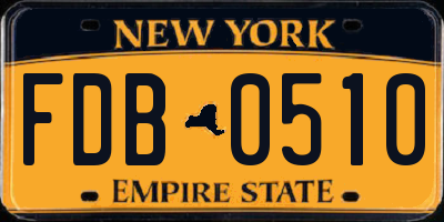 NY license plate FDB0510