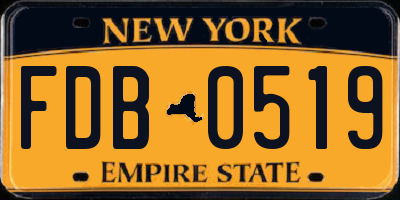 NY license plate FDB0519