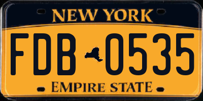 NY license plate FDB0535