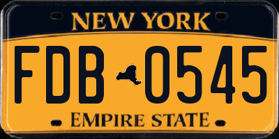 NY license plate FDB0545