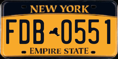 NY license plate FDB0551