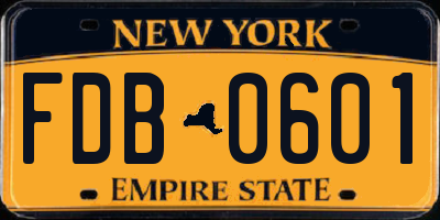 NY license plate FDB0601
