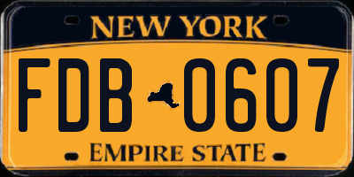 NY license plate FDB0607