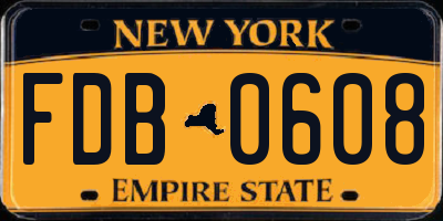 NY license plate FDB0608