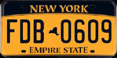 NY license plate FDB0609