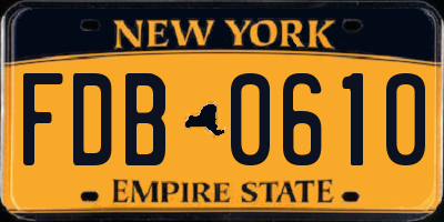 NY license plate FDB0610