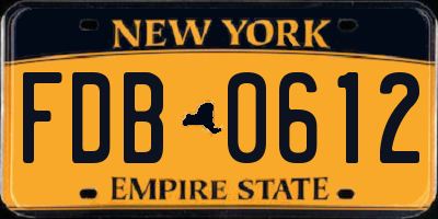 NY license plate FDB0612