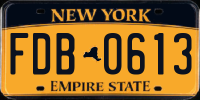 NY license plate FDB0613