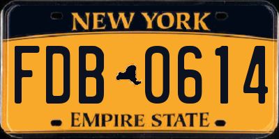 NY license plate FDB0614