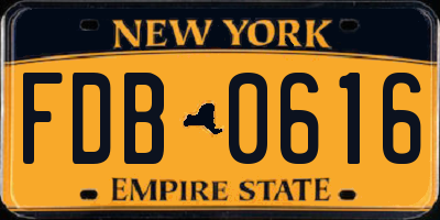 NY license plate FDB0616