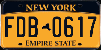NY license plate FDB0617