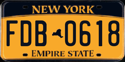 NY license plate FDB0618