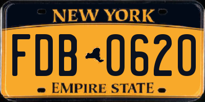 NY license plate FDB0620