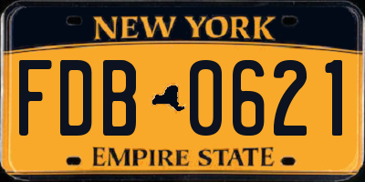 NY license plate FDB0621