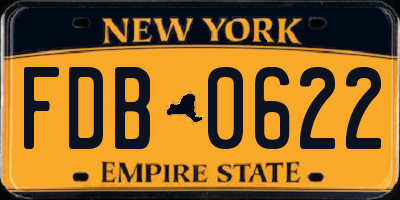 NY license plate FDB0622